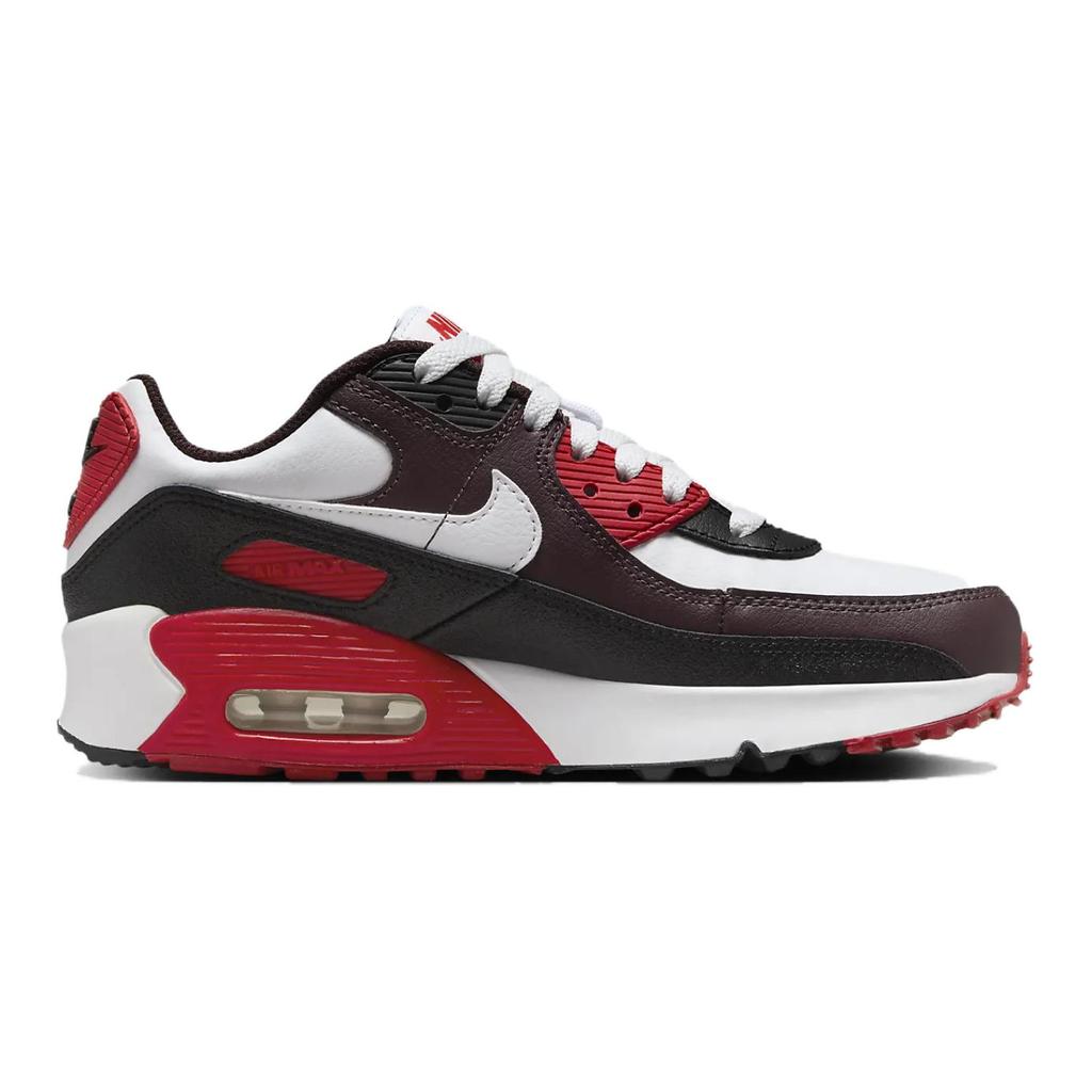 Nike Air Max 90 GS Burgundy Crush University Red Barnesneakers Svart Hvit HF6358-600