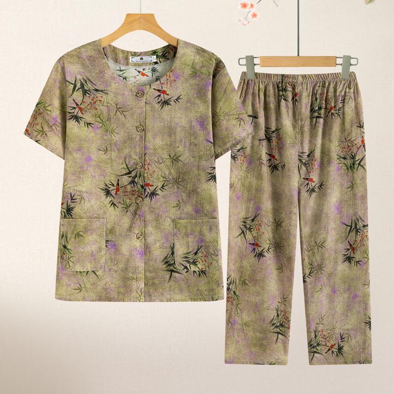 Langsha 2026 Summer Plus Size Cotton Linen T-Shirt Set for Middle-Aged Women