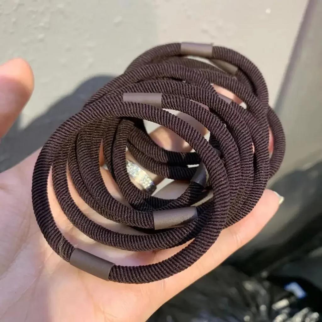 10Pcs/set Thick Hair Ties Screw Thread Pattern Hairband Elastic Durable Hair Ties Woman Hair Styling Accessories Milk Coffee New