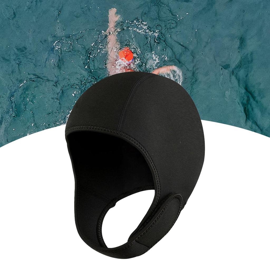 Dickly 2mm Neoprene Wetsuit Hood with Chin Diving Swimming Surfing Cap for Men and and Winter Black Strap, Hood, Cap, Women, Underwater, Snorkeling,