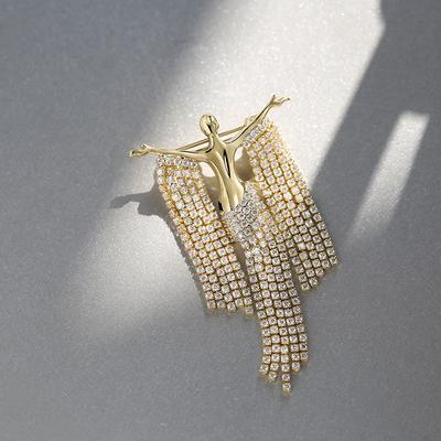 Korean Elegant Muse Full Diamond Fringe Temperament Brooch Autumn and Winter Coat Suit High-end Corsage Simple Personality Accessories