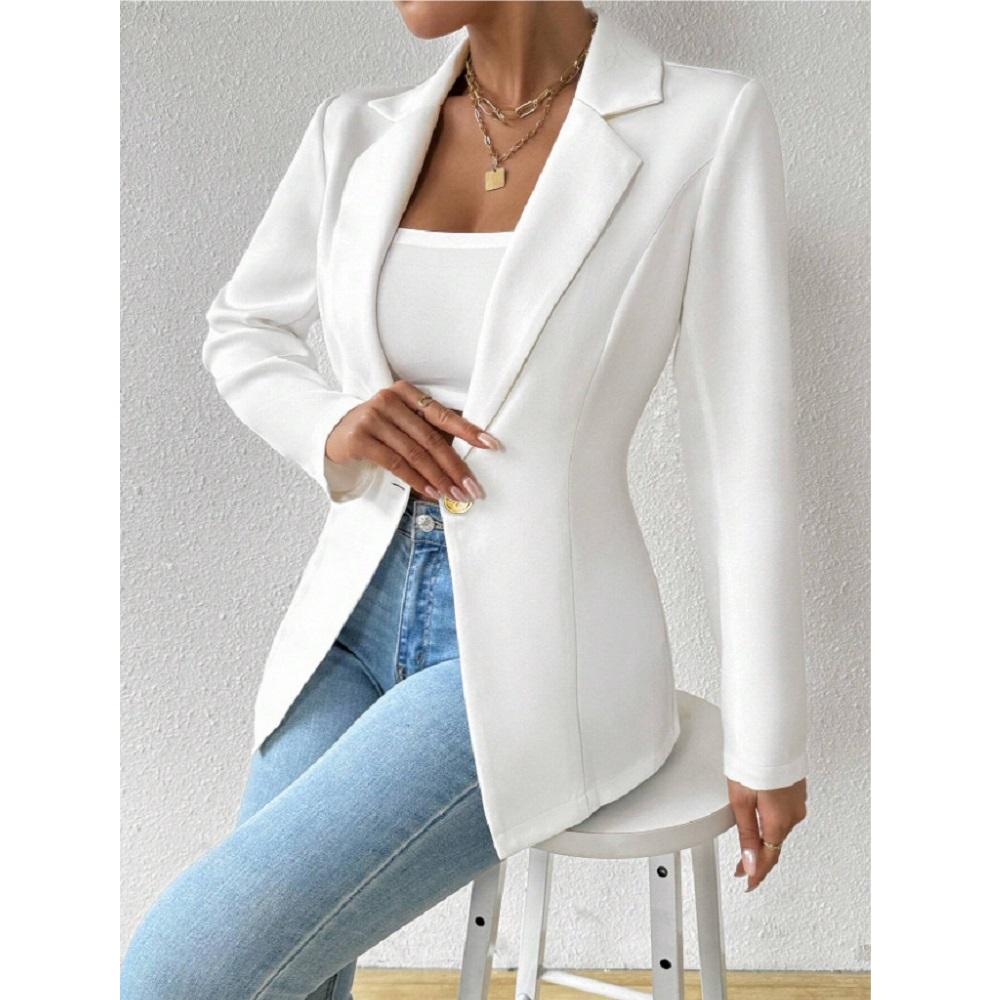 Women's Elegant Blazers Long Sleeve Solid Formal Blazer Ladies Office Work Set Single Button Outerwears Jackets Coat