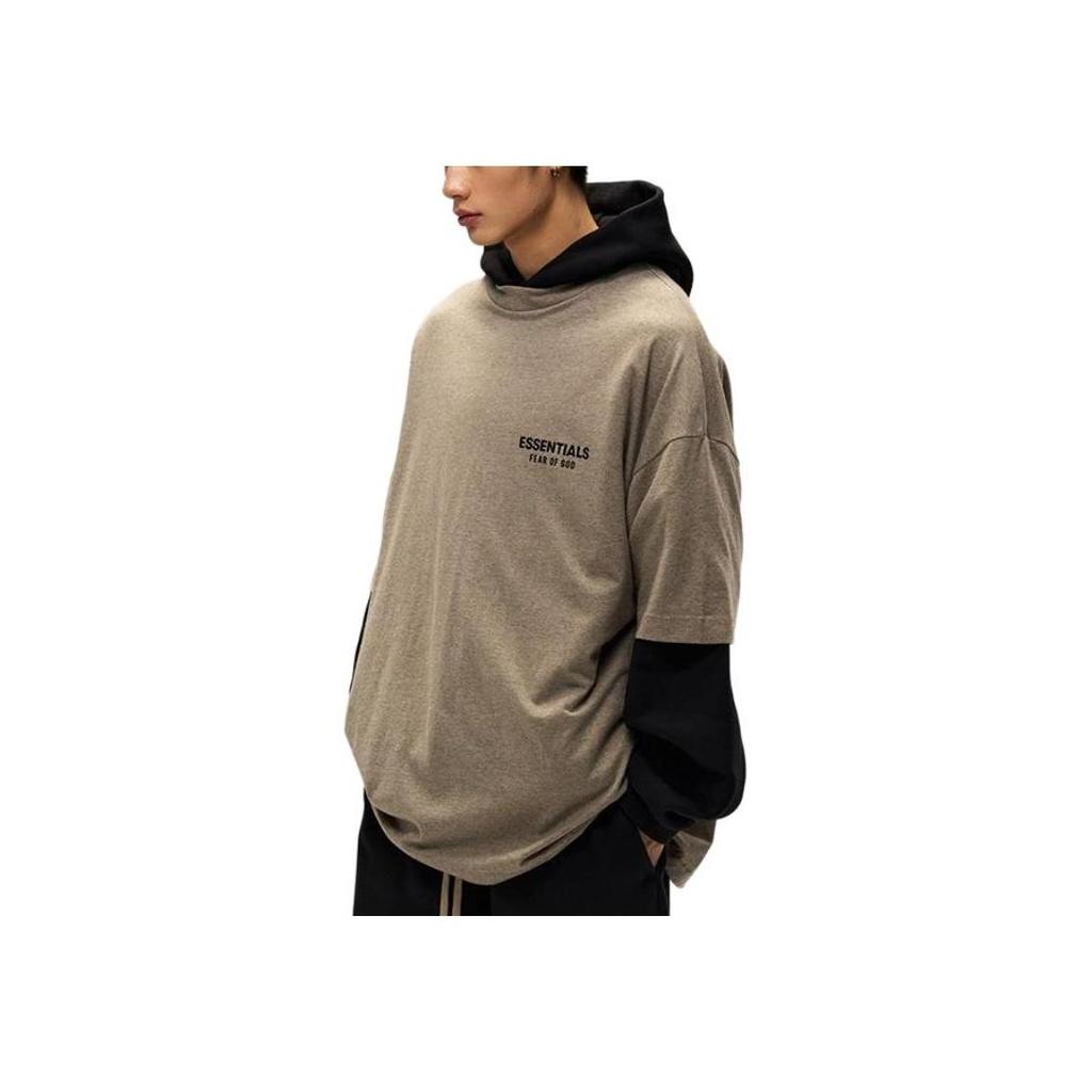 Fear of God Essentials Fw24 Holiday Core Series Chest Letter Printed Crew Neck Loose Short T-Shirt Men Deep Mist Gray 125HO244369F