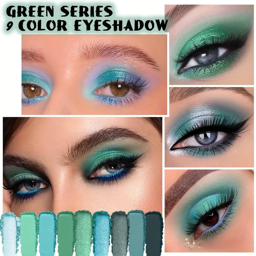 9-farbige Lidschattenpalette in leuchtendem Grün mit Avocado-Effekt. Langanhaltender, wasserfester, matter und schimmernder Lidschatten, perfekt für Augen-Make-up-Partys und Smoky Eyes.