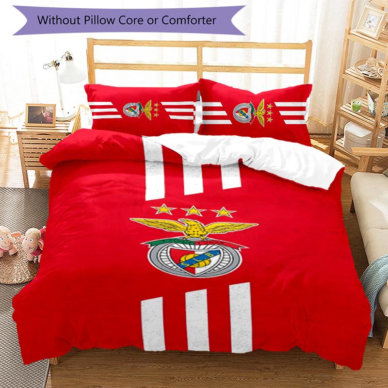 3pcs B-Benfica Design Cover Set - HD Printed Bedding with 1 Cover and 2 Pillowcases - Perfect for Home and Dorm Decor