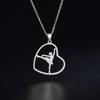 Elegant Heart Pendant Necklace Gymnastics Charm Necklace Adjustable Chain Necklace Titanium Steel Texture for Girls