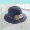 Chapeau de soleil d'été en paille pour femme Chapeau de soleil floral Pliable Décontracté Chapeau de plage Style coréen Chapeau à large bord Mode
