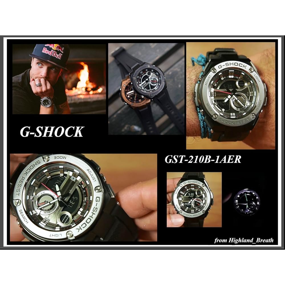 Casio G-Shock GST-210B-1 Black Analog-Digital Watch 200m Water Resistant Men's Timepiece