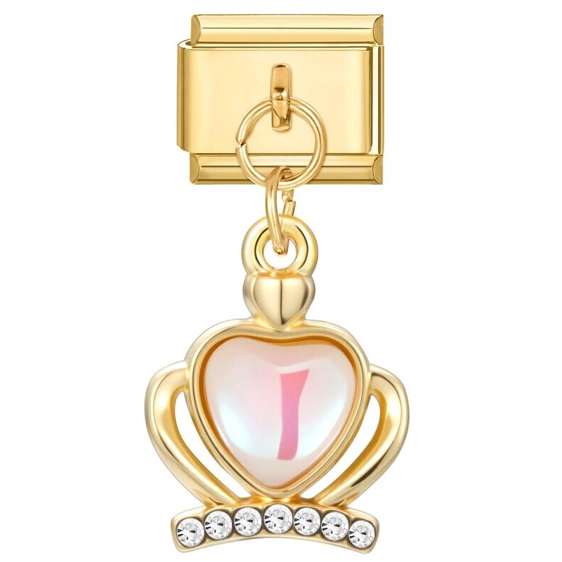 Butterfly Cat Paw Heart Shell Crown Gold Color Pendant Italian Charm Link Fit 9mm Bracelet Stainless Steel Women DIY Making Gift