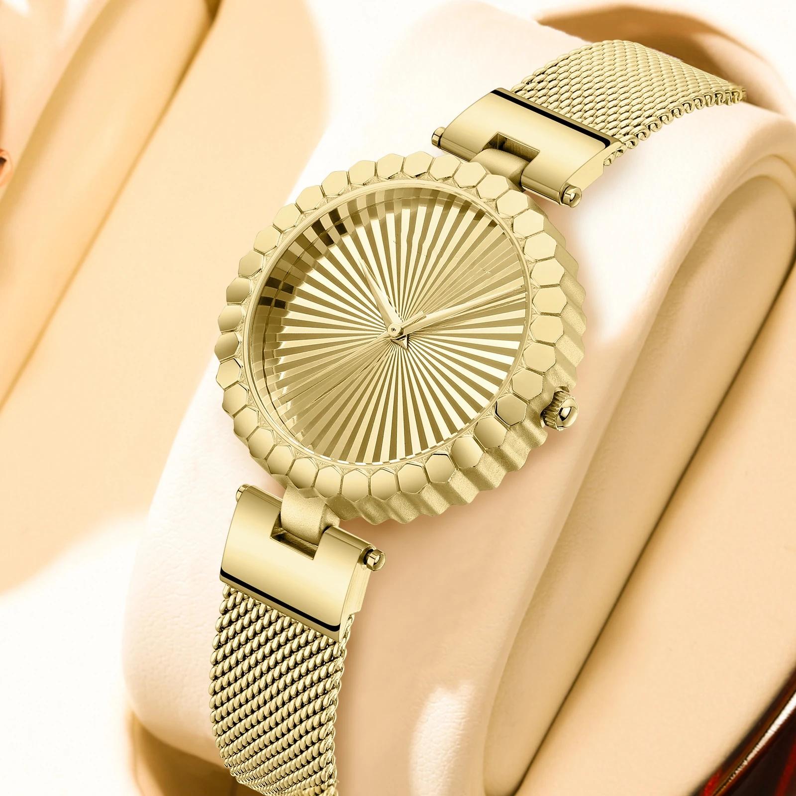 

Womens Dial Quartz Movement Watch Stainless Steel Mesh Strap Wristwatch