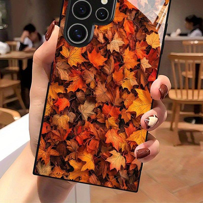 Herbst-Ahornblatt-Muster Gehärtetes Glas Handyhülle Für Samsung Galaxy S23 S24 S25 S26 Ultra Plus FE Stoßfeste Hülle