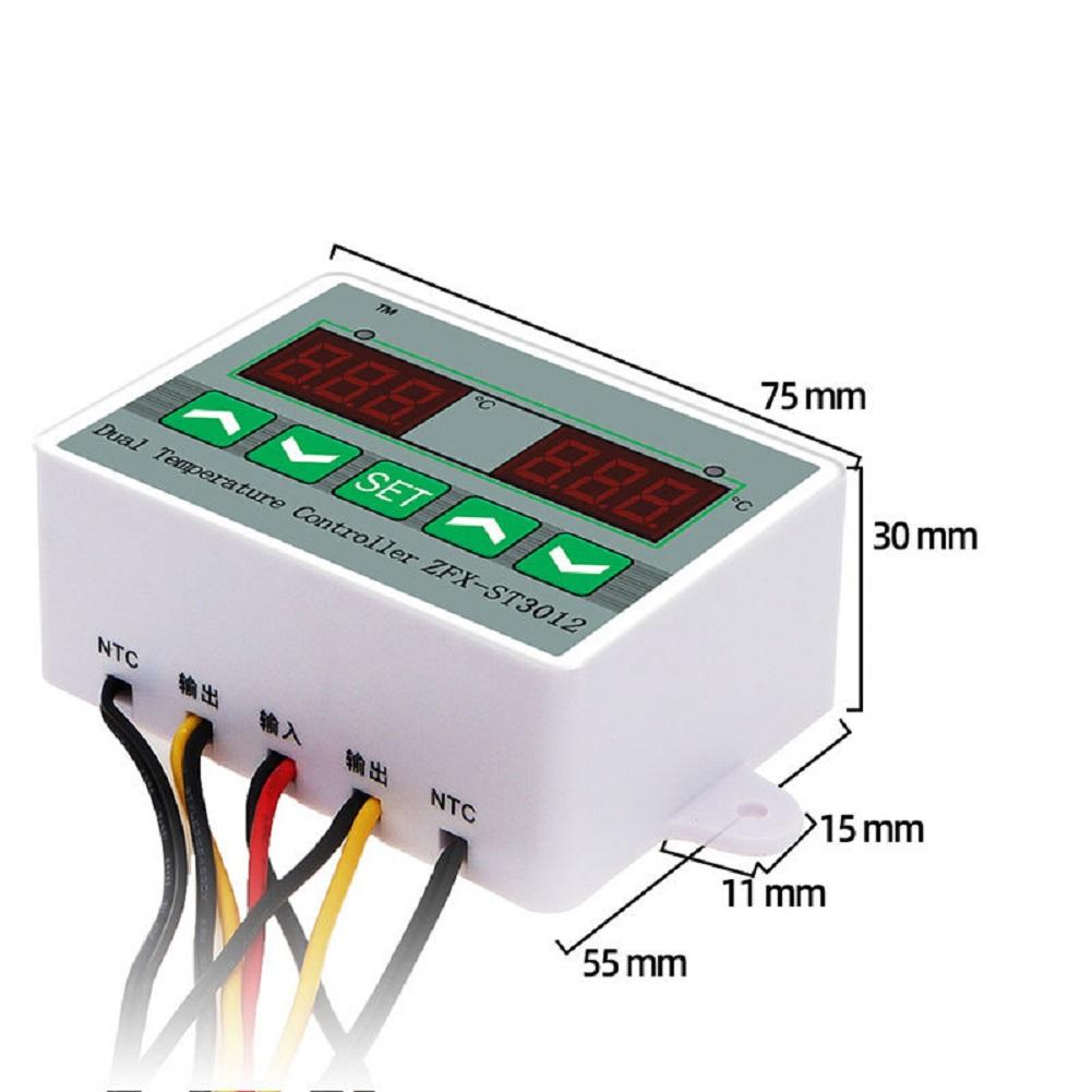 1pc Dual Temperature Controller ST3012 Digital Thermostat 12V 24V 220V Thermal For Heating Cooling Systems