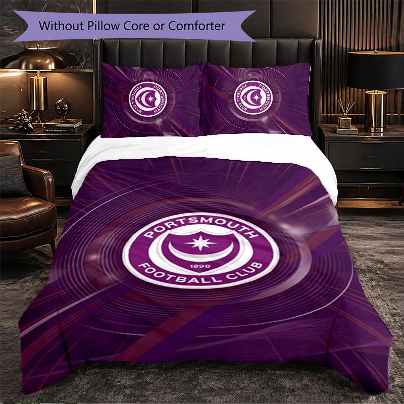Portsmouth FC Themed Bedding 3Pcs Duvet Cover Set Decorative Bed Linen For Teen Room Home Decoration