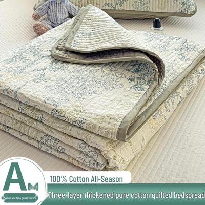 Class A All-Season Tatami Single Bed Cover - 100% Cotton Print Front, Washed Cotton Back