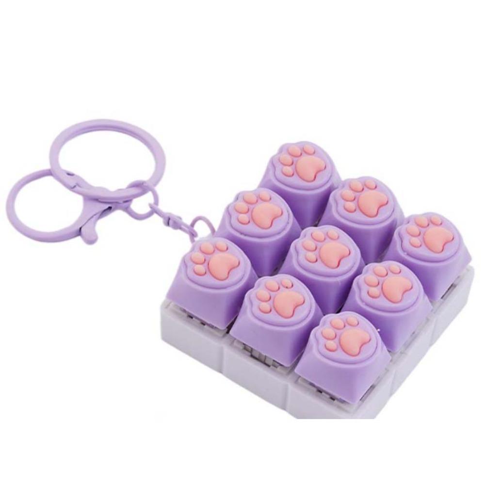 Mechanical Keycaps Decompression Keyring Funny Stress Relief Pendant Cat Paw Keychain  Office Use фиолетовый