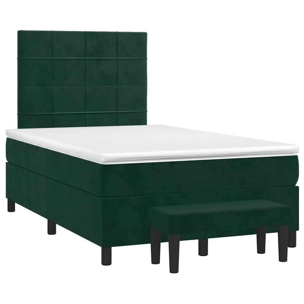 Box Spring Bed with Mattress Dark Green 120 x 190 cm Velvet