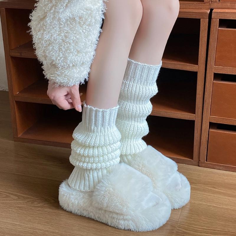 Japanese Student Leg Warmer Footless Socks for Women Girls Scrunch Lantern Boot Covers Solid Color Loose Leg Sleeves