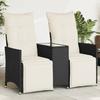 VidaXL Reclining 2-Seater Garden Sofa with Table Black Poly Rattan, Garden Sofa, Garden Seat, Furniture 365715