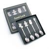 4Pcs Gold/Silver Christmas Coffee Spoons with Gift Box Stainless Steel Gingerbread Man Dessert Spoons Cutlery Spoon Xmas Gift