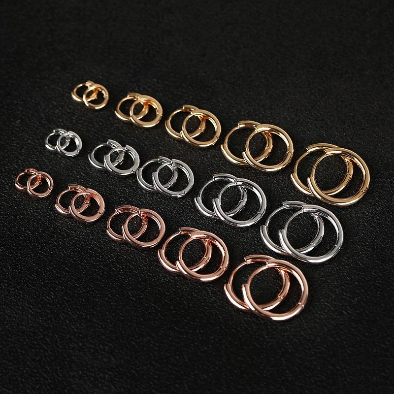 2pcs Fashion Hoop Earrings, Gold Color Tiny Cartilage Earrings Piercing Zircon Trendy Female Hoops Earrings For Women Men