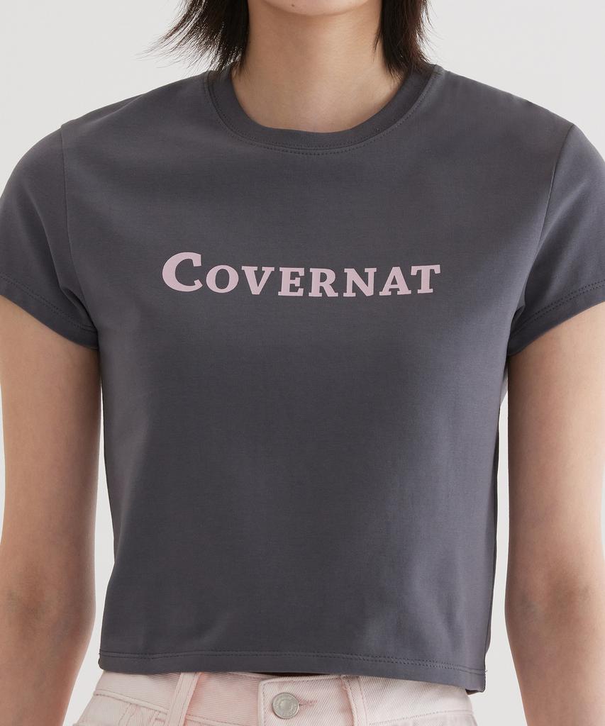 COVERNAT (W) Authentic Logo Baby Fit T-Shirt Charcoal