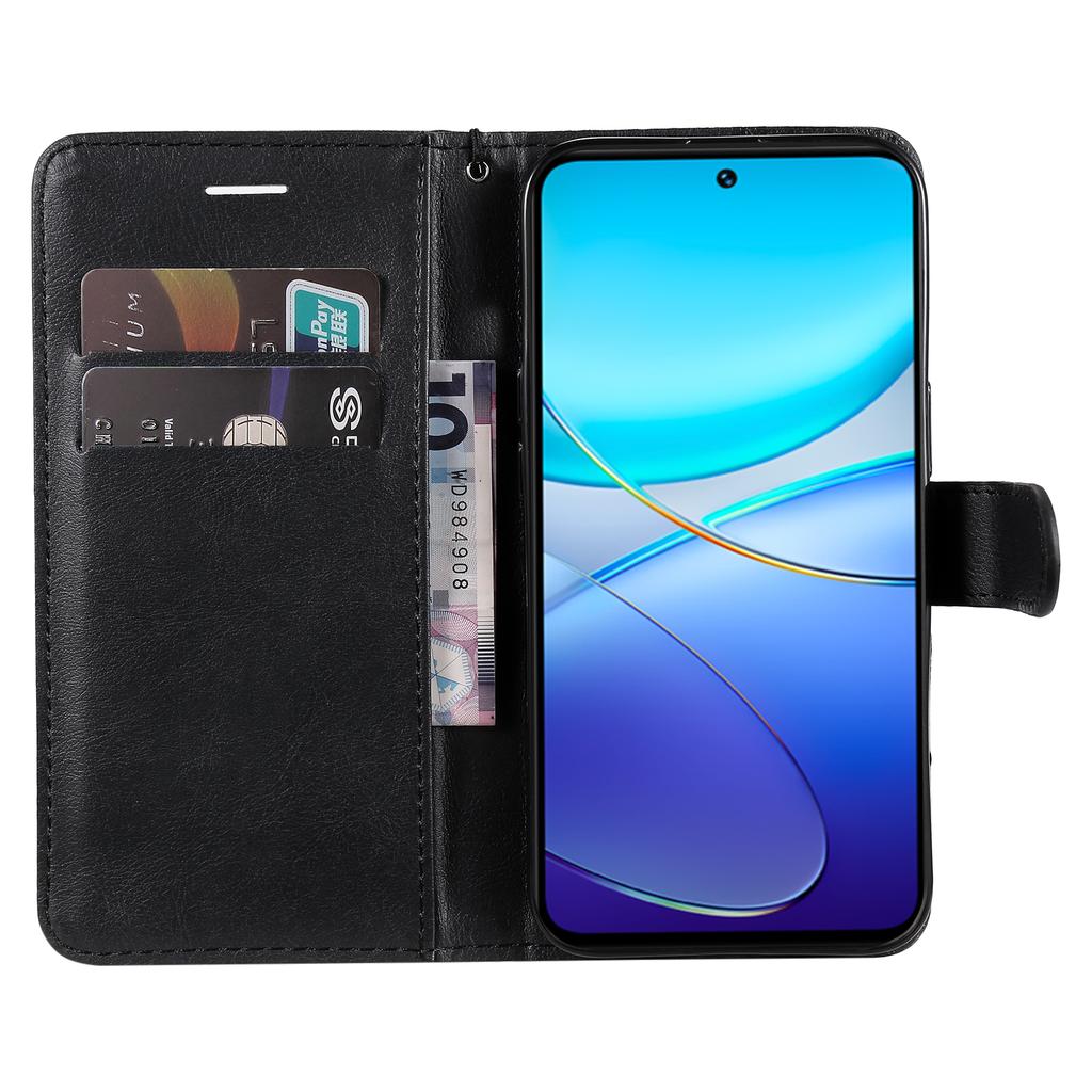 For vivo V40 SE 5G/Y100 5G (Indonesia)/Y200e 5G/V30 Lite 5G (India) Case Solid Color Leather Mobile Cover Wallet Stand with Strap