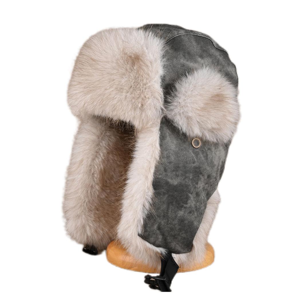 Retro Nerzimitat Hut für Damen und Herren Winter verdickter Plüsch Ohrenschutz Baumwollmütze Outdoor Radfahren winddichter Hut