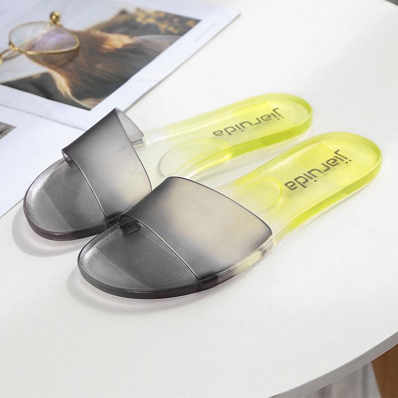 Crystal Slippers for Women's Summer Outdoor Fashion, Internet Famous Transparent Flat Sandals, Casual Beach Trendy, Non Slip