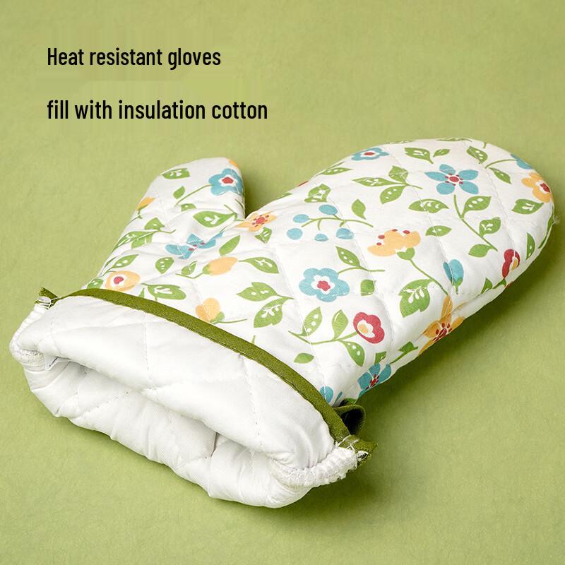 Small Floral Thickened Oven Mitts (2-Pack)
