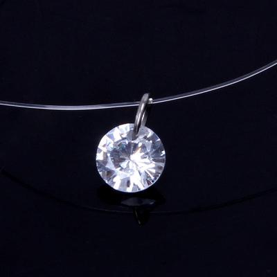 Niewidzialny cyrkonia wisiorek naszyjnik kobiety przejrzyste żyłki choker