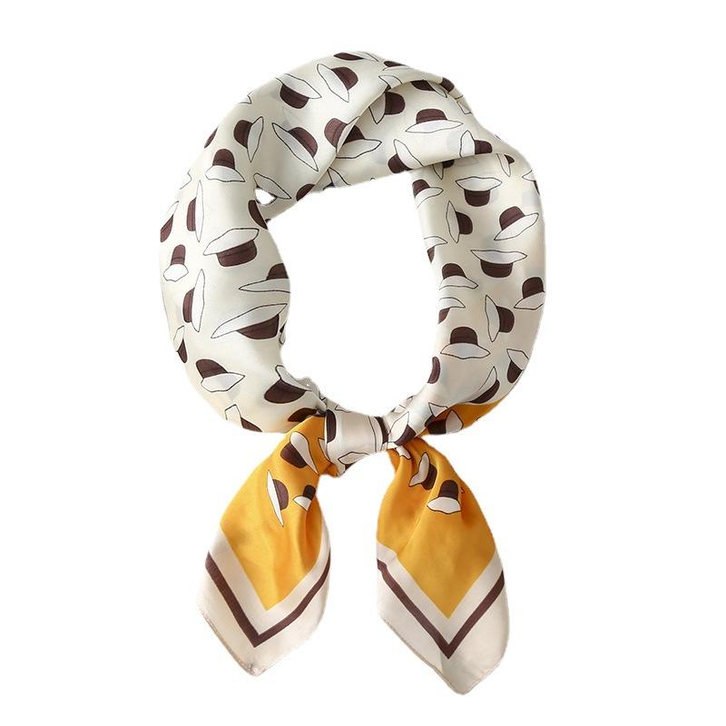 Silk scarf female stripe black and white printing spring and summer new decoration simple fashion simulation silk square scarf