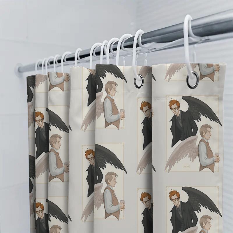 Vintage Angel Wing Man Shower Curtain Artistic Biblical Decor Bathroom Fabric Backdrop Wall Hanging Home Textile