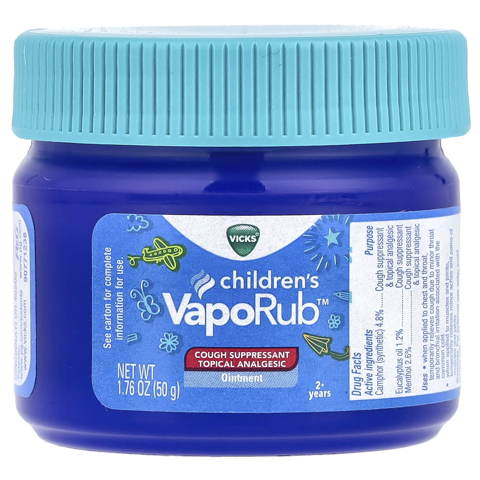 

Vaporub™ для детей, мазь, средство от кашля, возраст 2+, 50 г (1.76 унции)