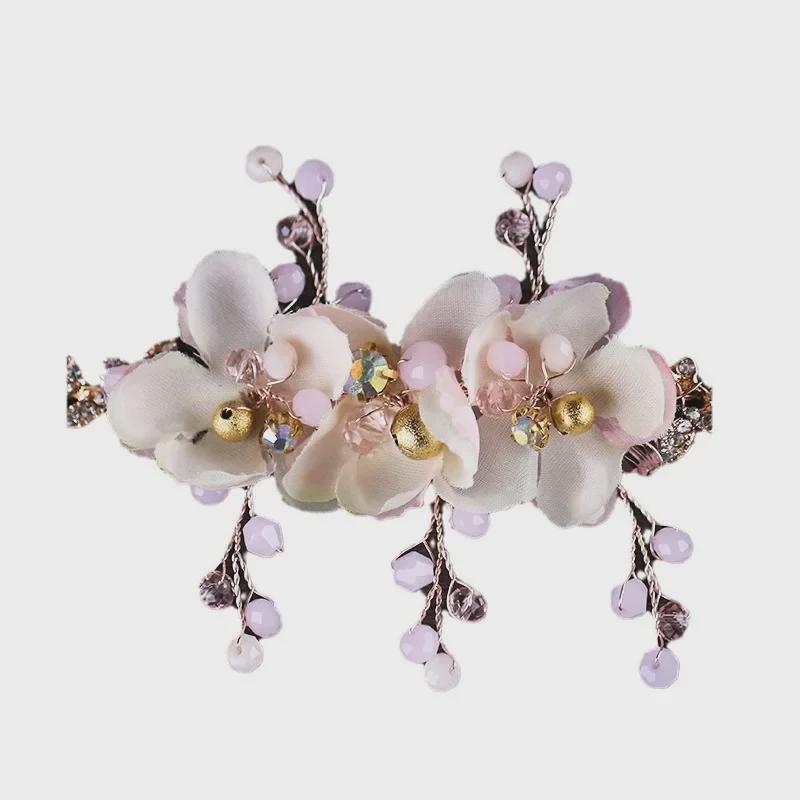 Handmade Pink Flower Crystal Hairpin for Children's Dress