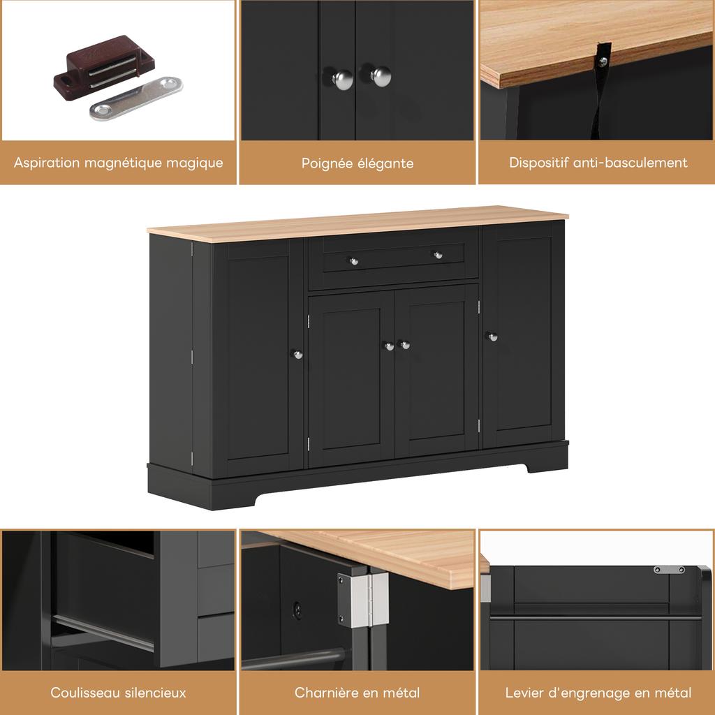 Multifunctional Kitchen Buffet – 138 Cm Sideboard with Drawer, Shelf Doors & Adjustable Shelves – Modern Design, Anti-Tip, for Living Room & Bedroom