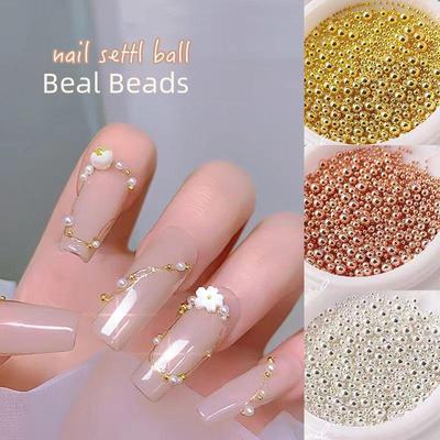 Rose Gold & Silver Nail Art Treasure Box: 0.4mm Steel Beads for DIY Mixed Nail Decorations