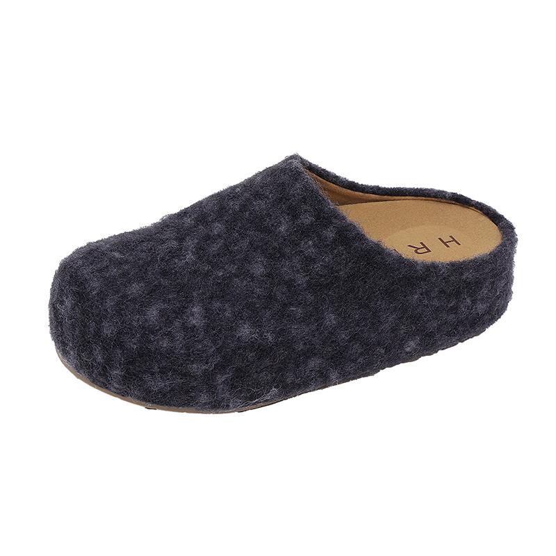 Autumn Winter Women's Sheepskin Mules Slippers Thick Bottom Hair Wrapped Head Lazy Shoes Fashionable Slip-On Boots