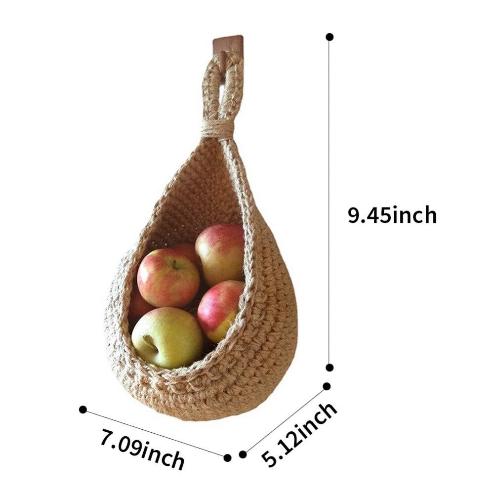 3 Cesti Appendibili In Corda Di Cotone Per Frutta E Verdura - Portafrutta A Rete Tessuti A Mano - 3 Misure