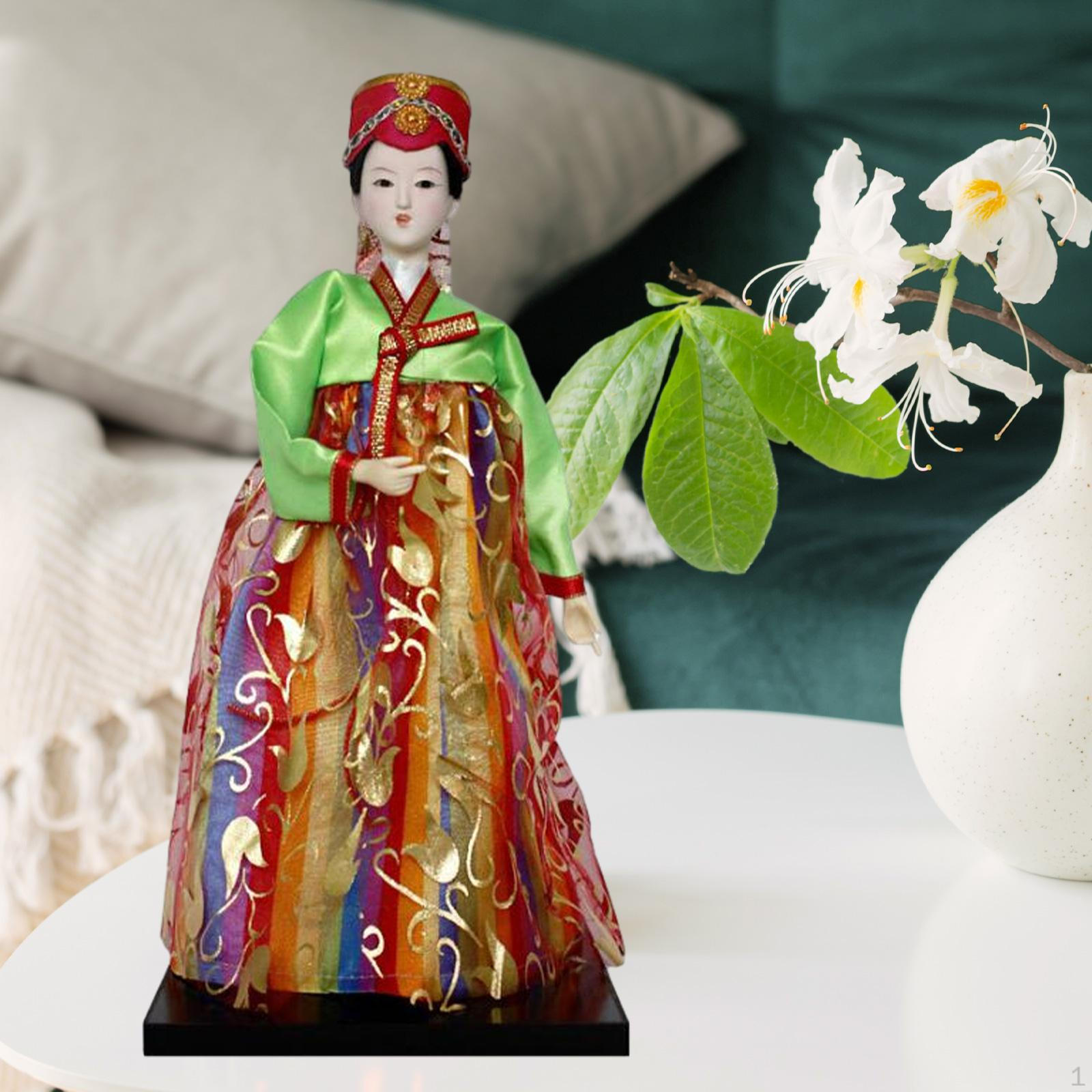 

Кукла Ханбок Корейская Мини-статуя Гейши Кабуки Традиционное Ремесло Антикварный Азиатский Винтаж Style J