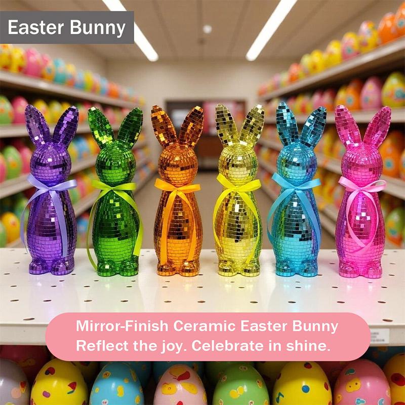 Glass Mirror Rabbit Decoration Ornament Colorful And Cute Mirror Rabbit Ornament Easter Home Decoration Day Gift