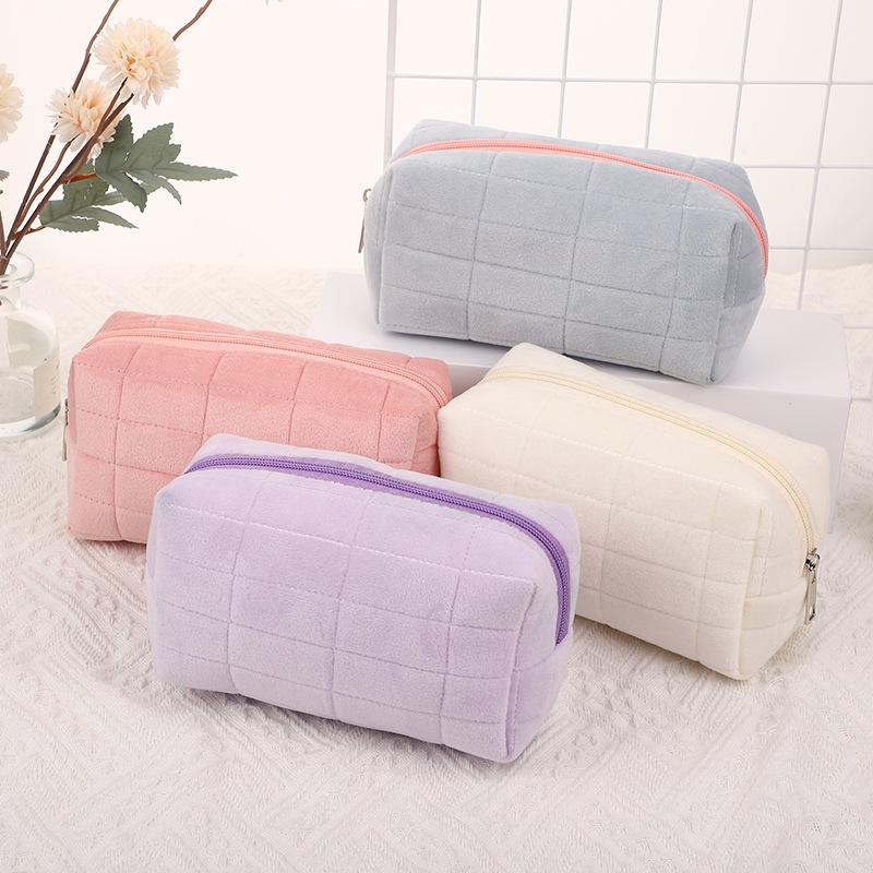 Bolsa de Cosméticos de Terciopelo Organizador de Almacenamiento de Gran Capacidad Bolsa de Maquillaje Portátil para Pinceles de Maquillaje Labiales Productos de Cuidado de la Piel