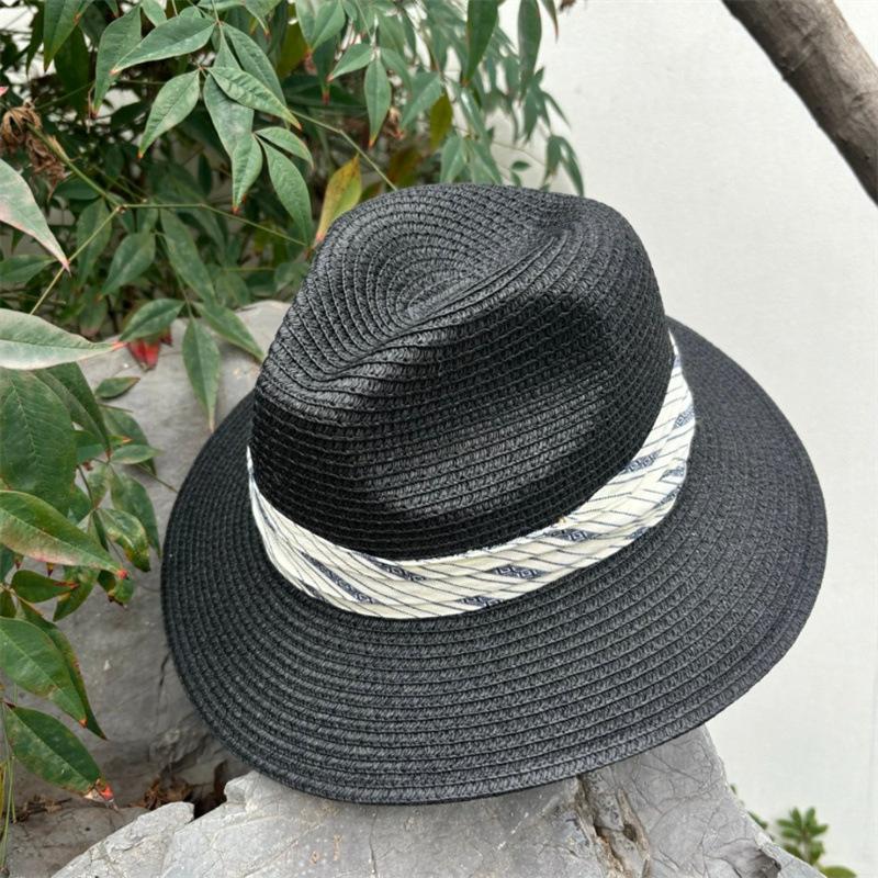 New summer straw hat sun hat travel beach sun protection hat wide brim panama hat top hat men and women couple hat