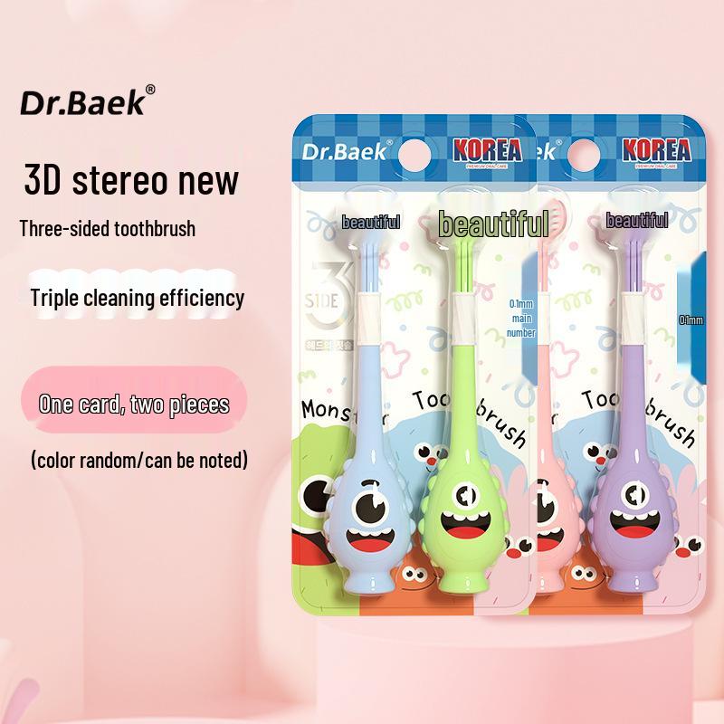 Popular Kids' Soft Bristle Three-Sided Toothbrush, Ages 3-12, Adorable Cartoon Giraffe Design