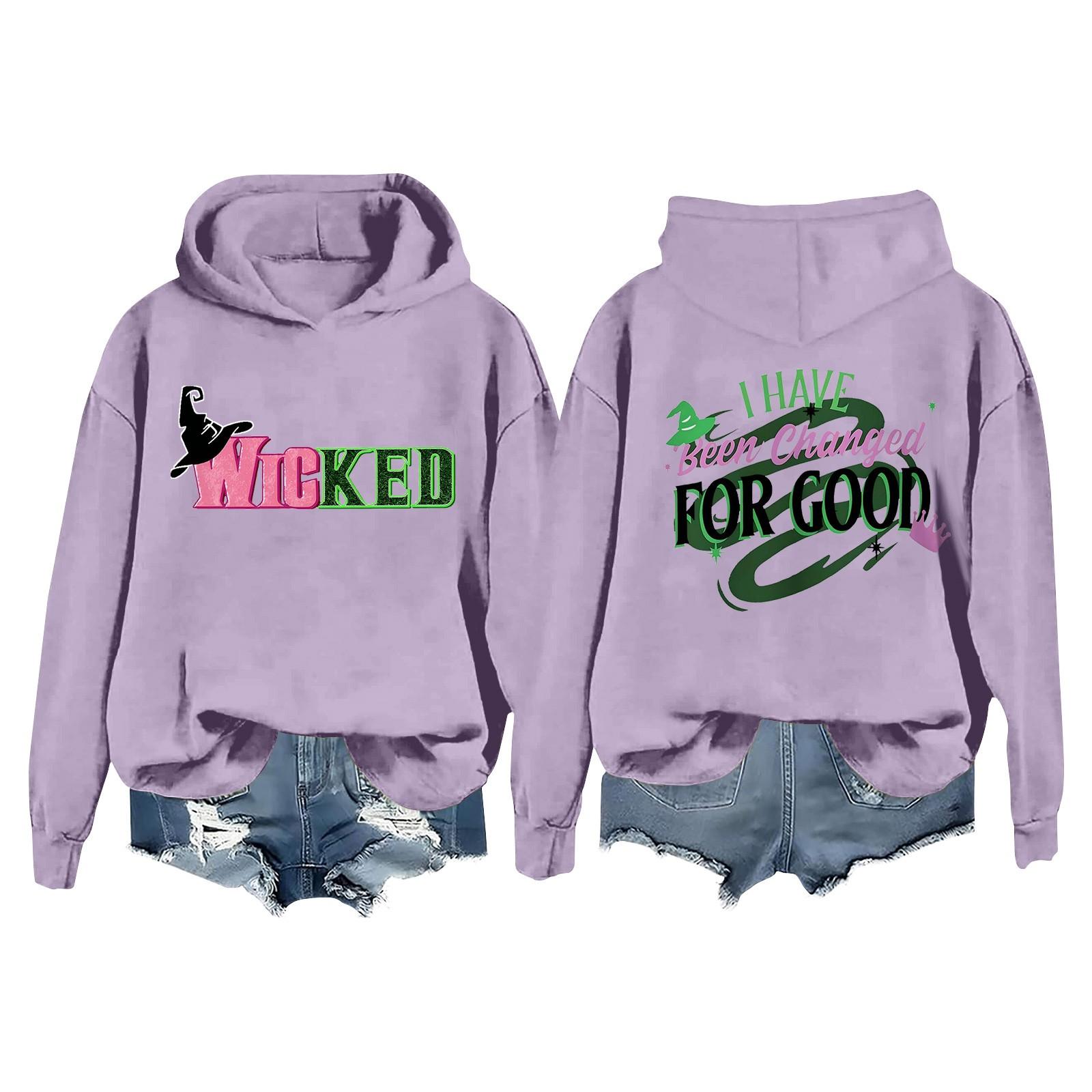 

Женская повседневная толстовка с капюшоном и принтом ведьмы с длинными рукавами L