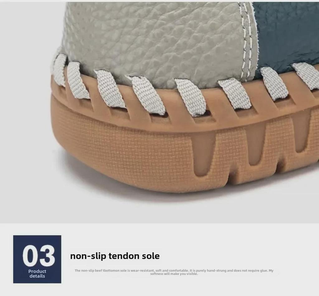 Men's Genuine Leather Slip-On Loafers: Soft-Soled, Non-Slip Driving Shoes for Spring & Autumn.