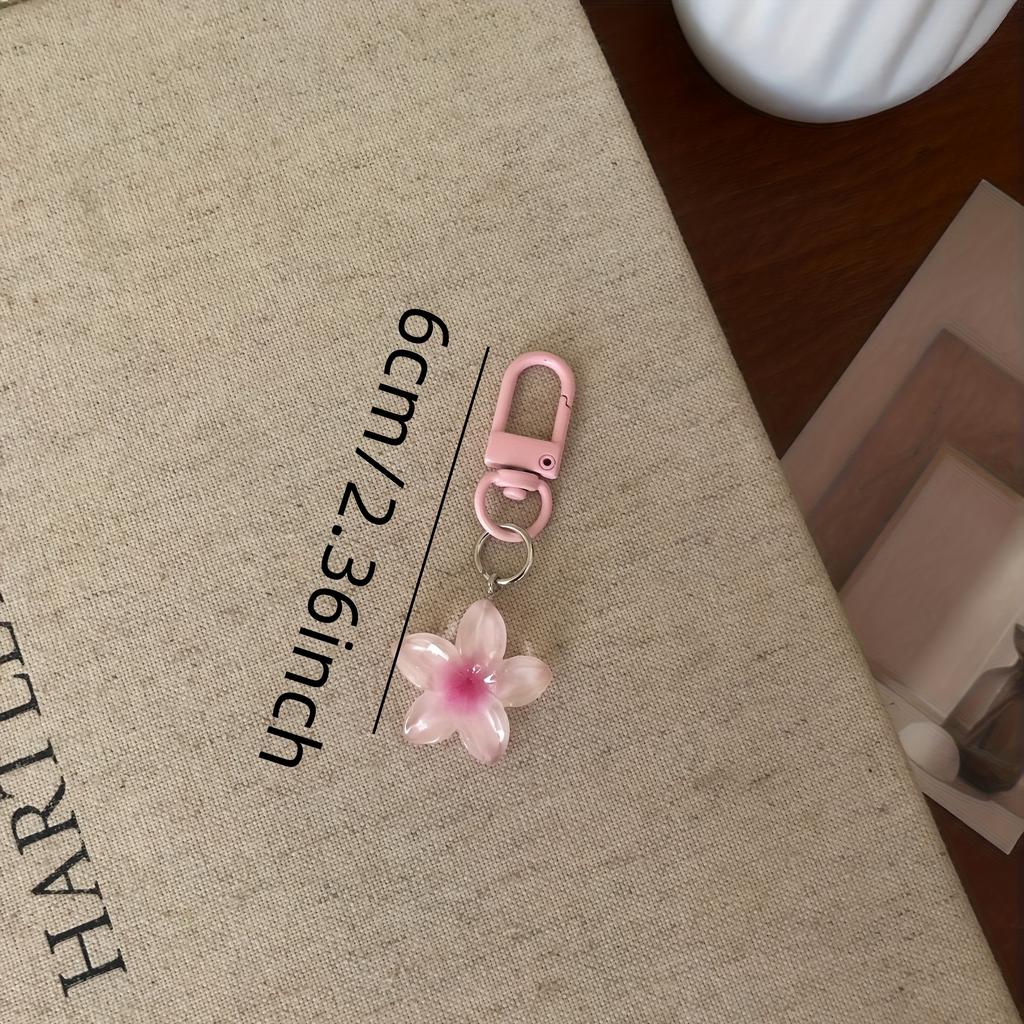 1pcs Colorful Flower Keychains Romantic Minimalist Floral Charms, Alloy/Resin, Lobster Clasp Gift for Couples and Friends, Decorative Bag Accessories