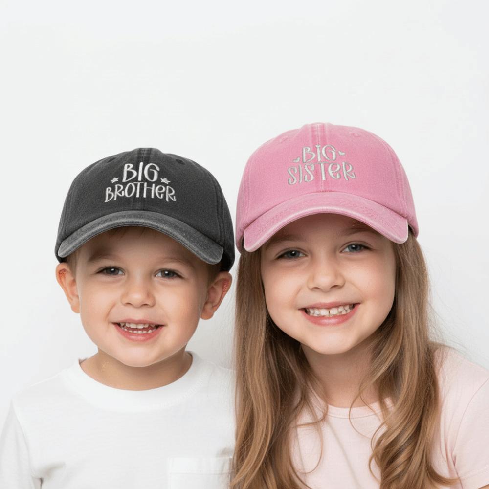 Verstellbare Big Brother Big Sister Kappen Gewaschene Baumwolle Kinder Papa Hut Geschwister Baseballkappen Geschenke