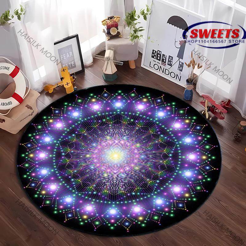 Luxury Mandala Flower Print Round Carpet Bedroom Living Room Sofa Decorative Mat Top 10 Holiday Gifts for Family and Friends Rug
