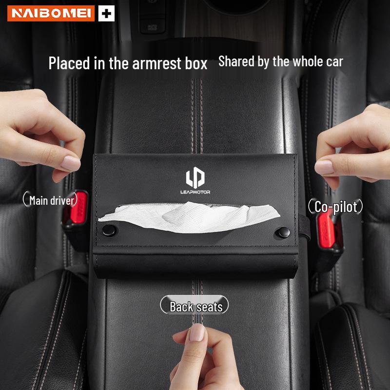 Leapmotor Car Tissue Box for T03, S01, C11, C01, C-more - Armrest Hanging Pull-out Design