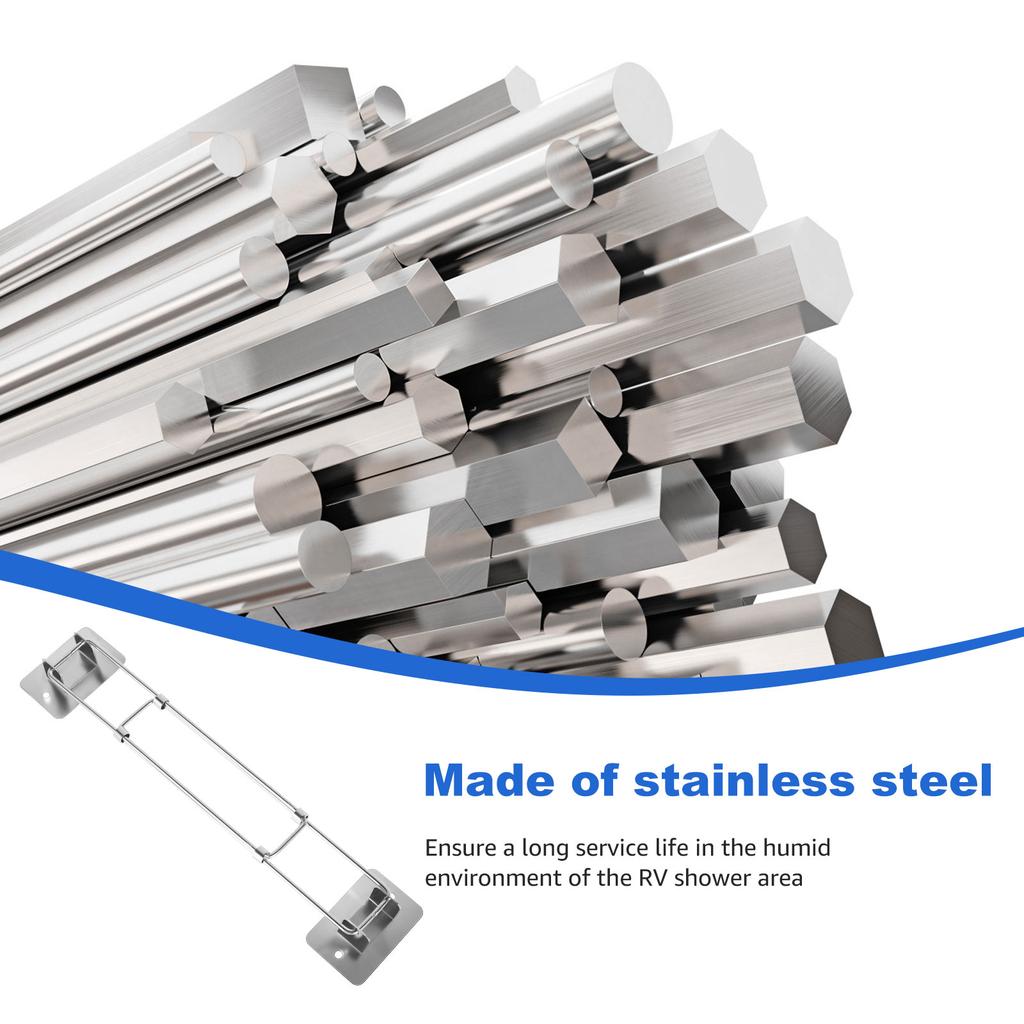 3Pcs RV Shower Corner Storage Bar Stainless Steel Camper Bathroom Corner Bar 180° Rotatable RV Bathroom Corner Shelf